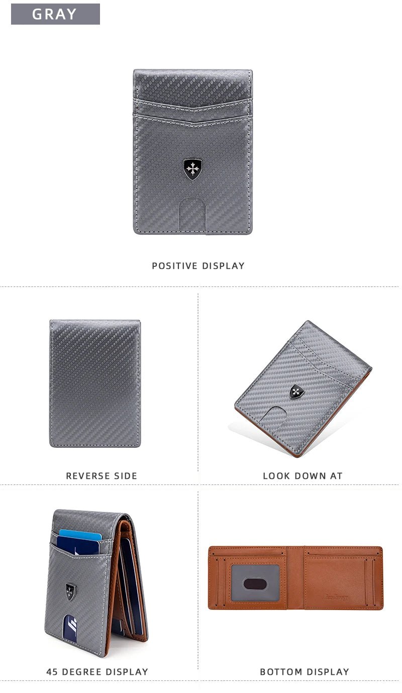 Slim Wallet for Men Leather Money Clip Men's Wallets RFID Blocking Front Pocket Bifold - silverfoxgoods